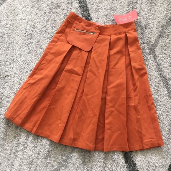 NWT Skirt Pleated Burnt Orange Side Zipper Multiple Sizes - Picture 10 of 10